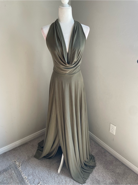Free People Dresses & Skirts - Free People Olive Green Halter Maxi Dress